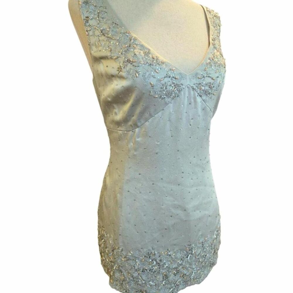 Y2k beaded silk evening top
